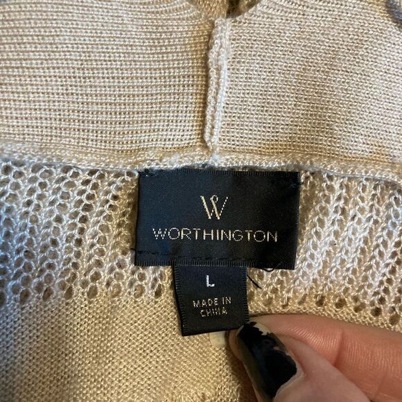 Worthington Cream Open-Knit Cardigan - Picture 2 of 4
